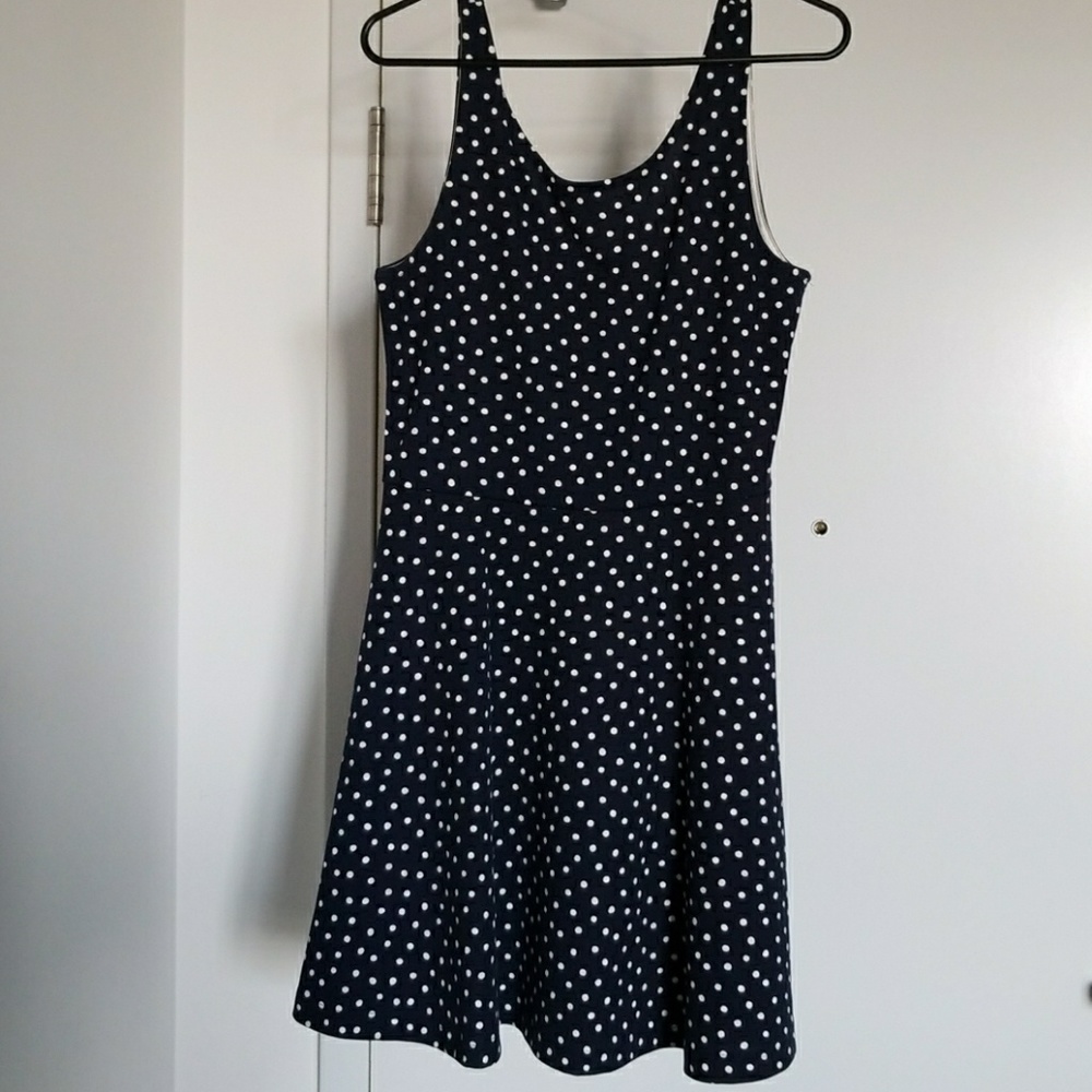 Navy Polka Dot Mini-Dress